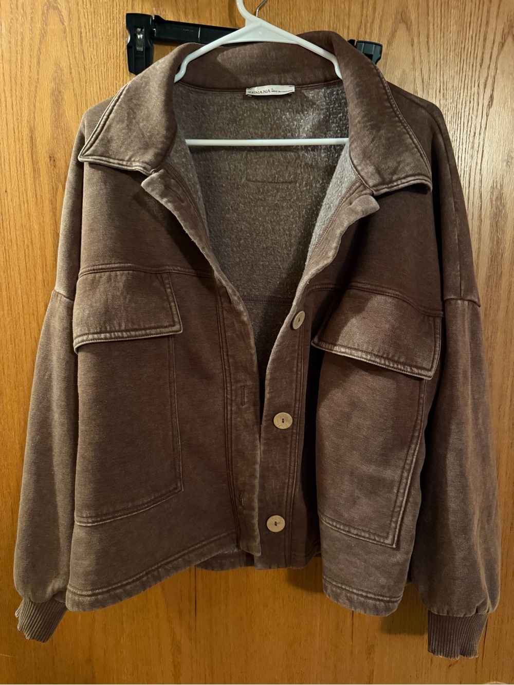 Zenana Outfitters Brown Utility Jacket with Flap Pockets